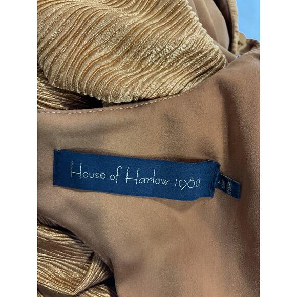 House Of Harlow 1960 'Aurora' Gold Satin Ope Back Mini Dress Size S - Picture 4 of 5